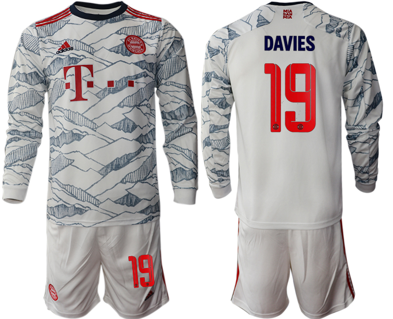 Men 2021-2022 Club Bayern Munich Second away white Long Sleeve #19 Soccer Jersey->bayern munich jersey->Soccer Club Jersey